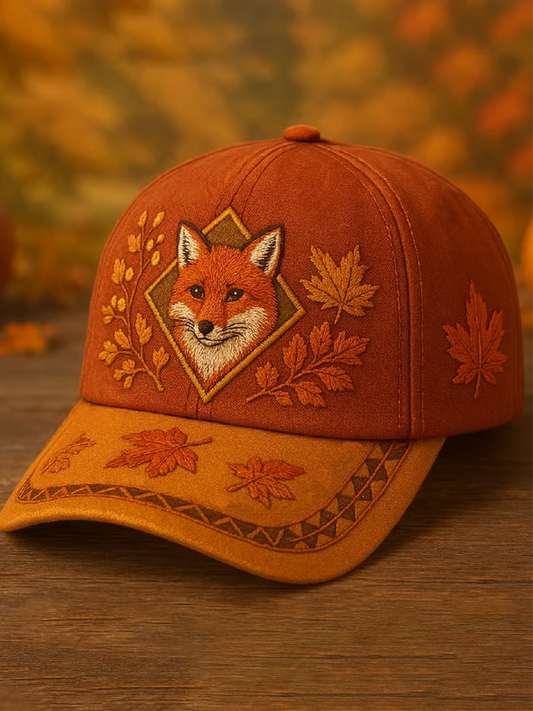 Chapeau unisexe imprimé renard d'automne