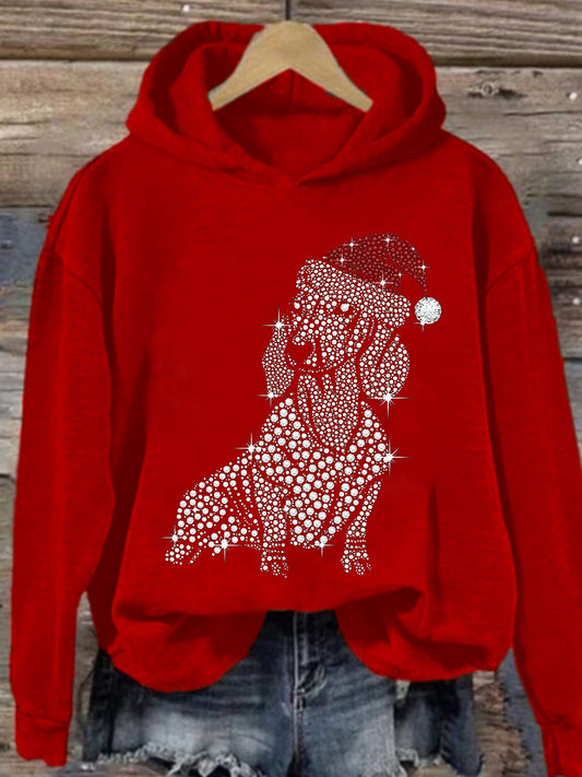 Sweat-shirt à capuche en strass pour femmes