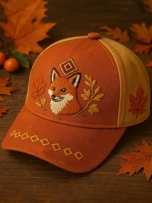 Chapeau unisexe imprimé renard d'automne