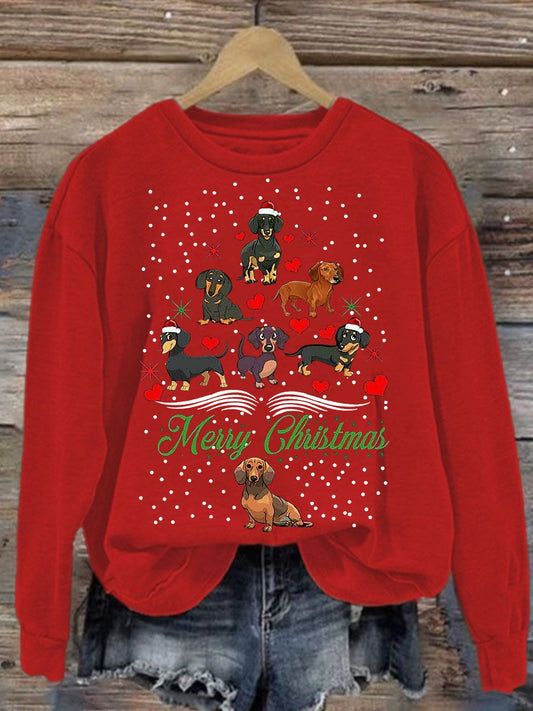Teckel de Noël Arbre de Noël ras du cou des femmes Sweatshirt
