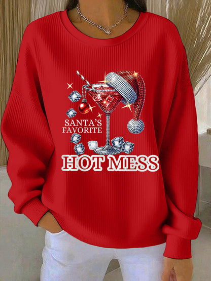 Sweat-shirt décontracté de Noël drôle de Noël des femmes préférées Hot Mess