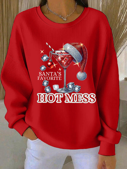 Sweat-shirt décontracté de Noël drôle de Noël des femmes préférées Hot Mess
