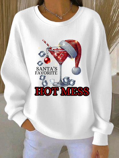 Sweat-shirt décontracté de Noël drôle de Noël des femmes préférées Hot Mess