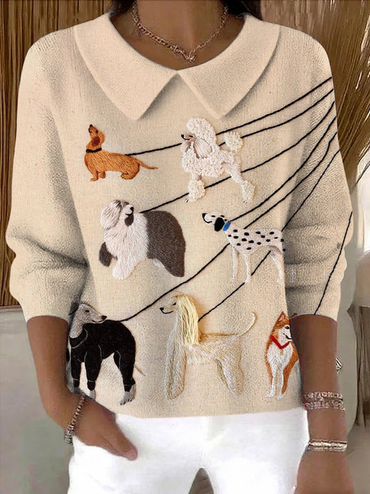 Top pull doux imprimé animaux colorés pour femmes