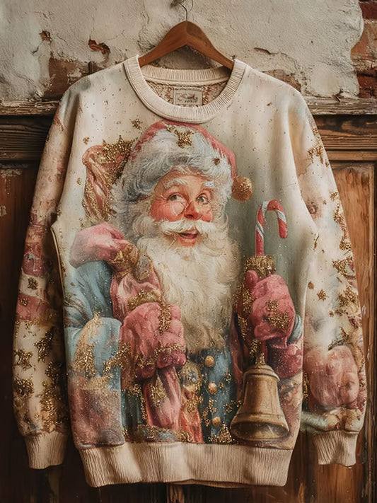 Sweat-shirt à Imprimé Père Noël Vintage Femme