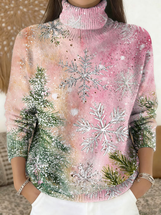Pull à col roulé en tricot Merry Christmas pour femmes