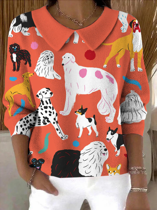 Top pull doux imprimé animaux colorés pour femmes