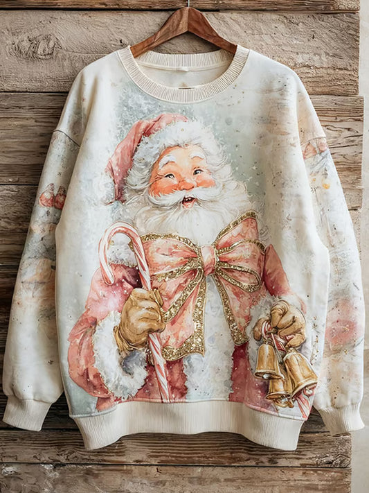Sweat-shirt à Imprimé Père Noël Vintage Femme