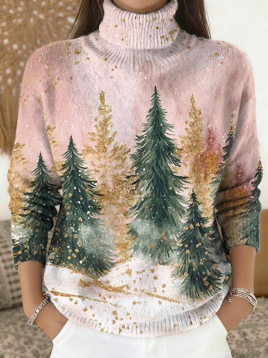 Pull à col roulé en tricot Merry Christmas pour femmes