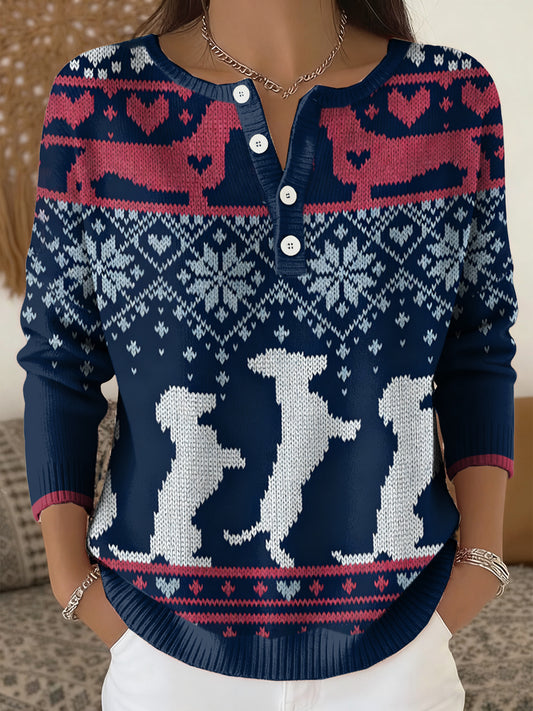 Pull mignon en tricot de teckel Femme