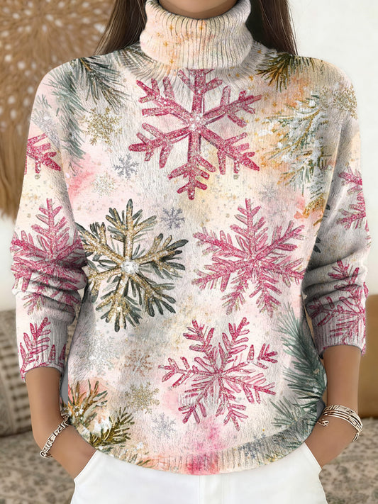 Pull à col roulé en tricot Merry Christmas pour femmes