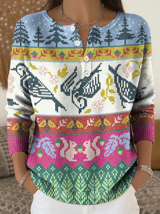 Chandail en tricot Winter Forest Animals Femme