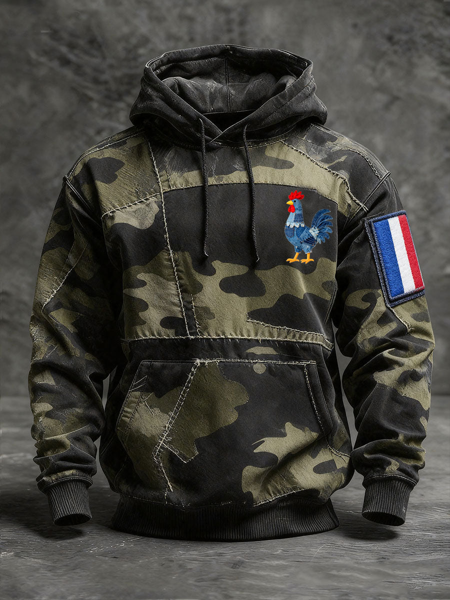 Chandail à capuchon Drapeau Français Le Coq Gaulois Coupe standard Homme