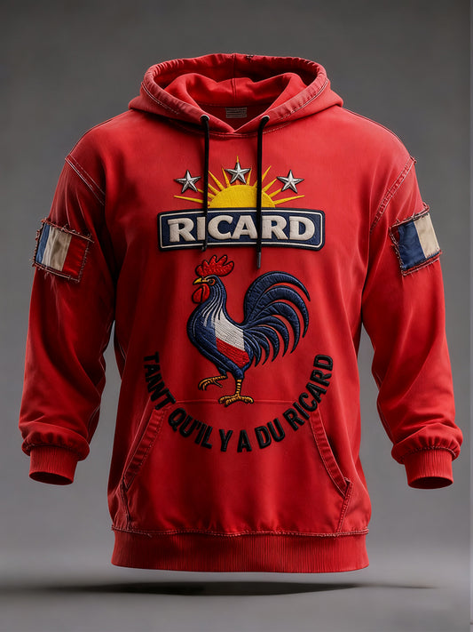 Sweat à capuche décontracté pour homme Drapeau français Ricard