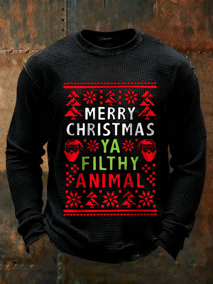 Merry Christmas ya des hommes sales animaux T-shirts à manches longues