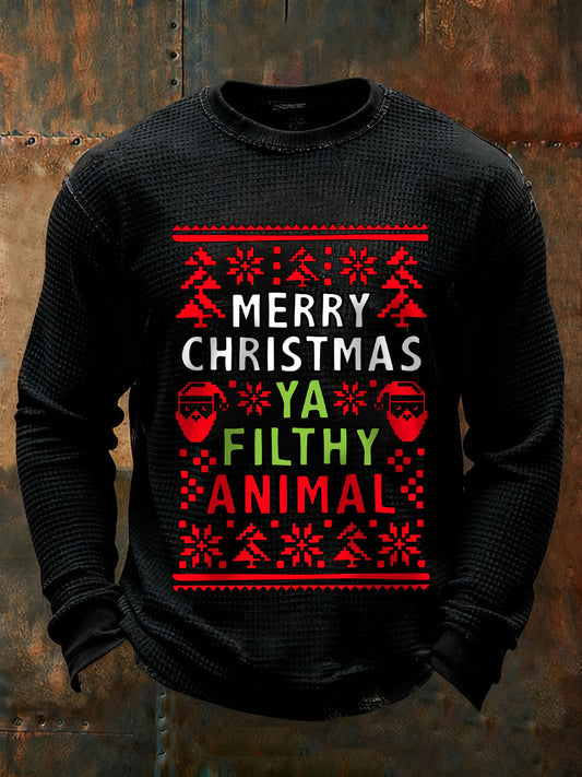 Merry Christmas ya des hommes sales animaux T-shirts à manches longues