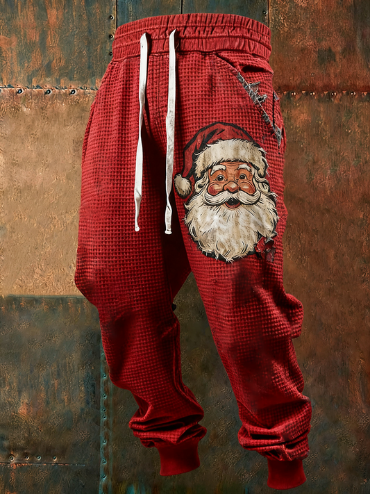 Pantalon décontracté à gaufres de Noël pour hommes