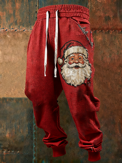 Pantalon décontracté à gaufres de Noël pour hommes