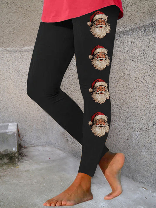 Leggings décontractés à imprimé père Noël pour femmes