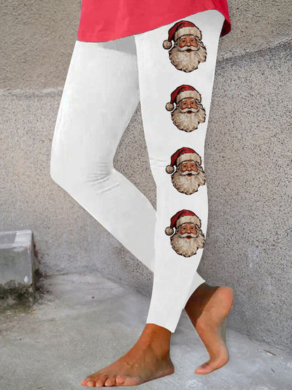 Leggings décontractés à imprimé père Noël pour femmes