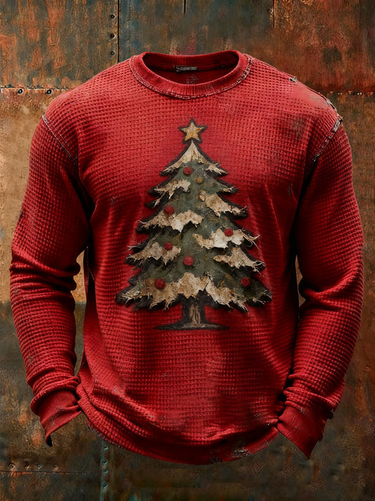 T-shirt occasionnel de gaufre de Noël des hommes
