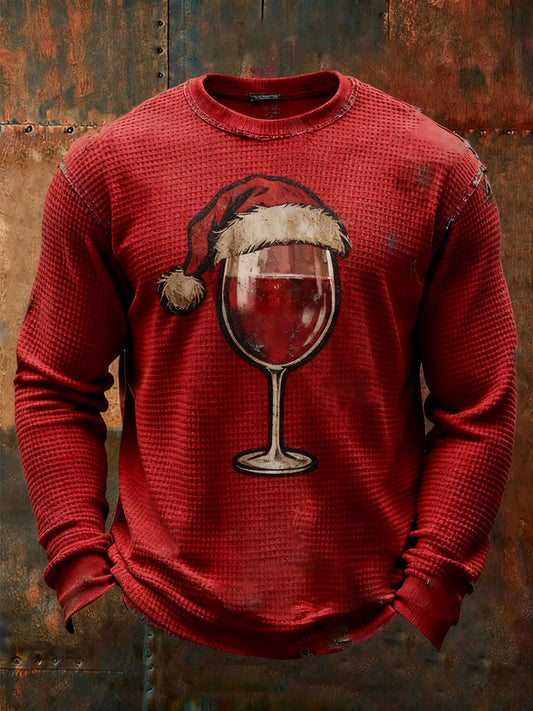T-shirt occasionnel de gaufre de Noël des hommes