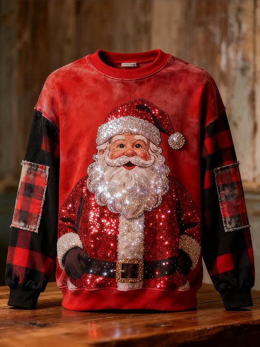 Sweat-shirt décontracté à imprimé rétro de Noël pour hommes