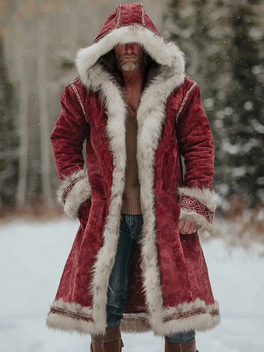 Manteau à capuche en fourrure inspiré de Noël pour hommes