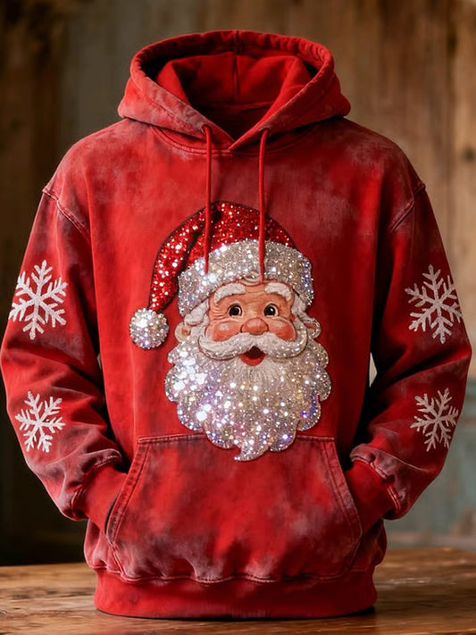 Sweat à capuche décontracté rétro imprimé art de Noël pour hommes