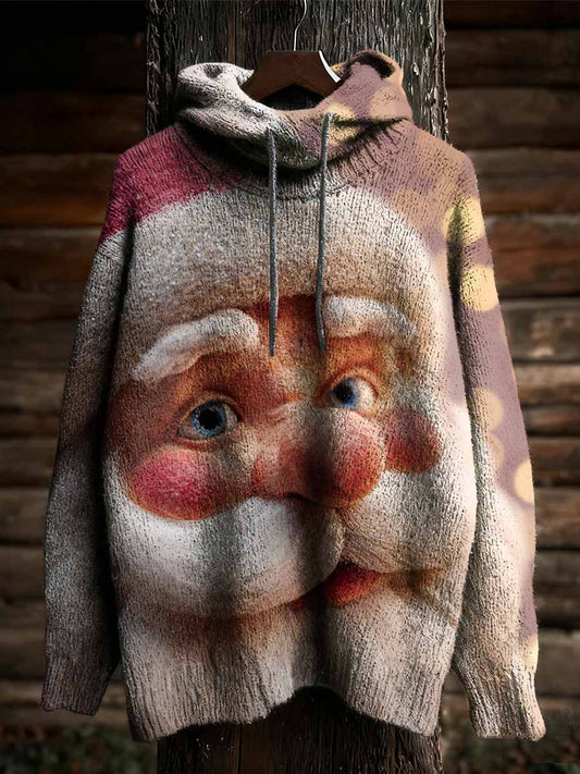 Sweat à capuche décontracté imprimé Père Noël