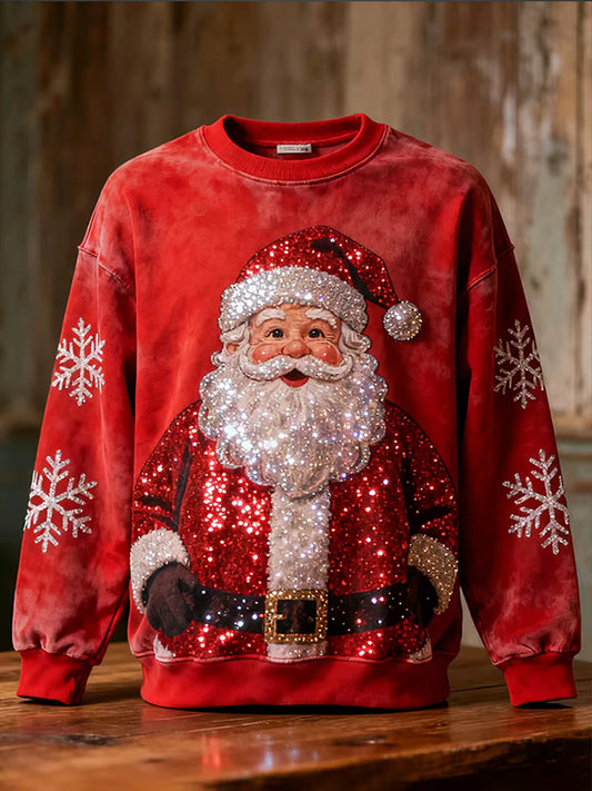 Sweat-shirt décontracté à imprimé rétro de Noël pour hommes