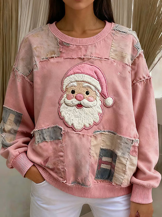 Sweat-shirt décontracté à imprimé rétro de Noël pour femmes