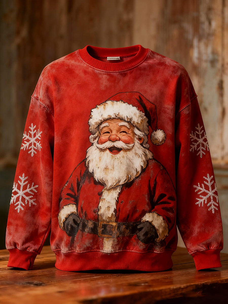 Sweat-shirt décontracté à imprimé rétro de Noël pour hommes