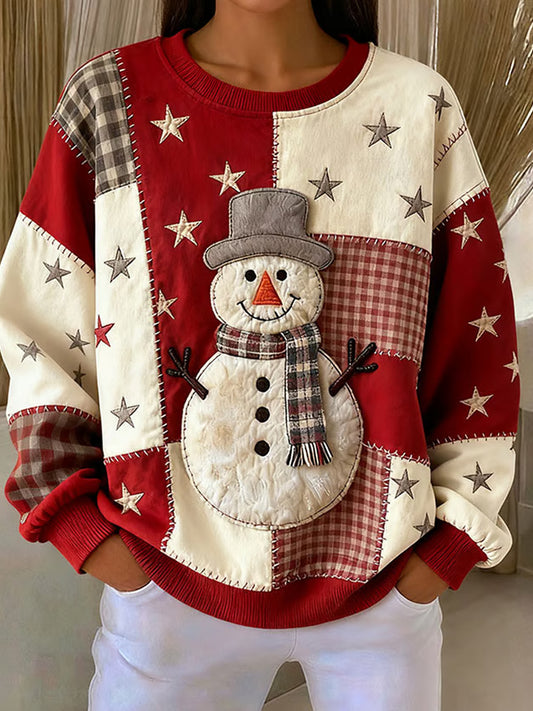 Sweat-shirt décontracté à imprimé rétro de Noël pour femmes