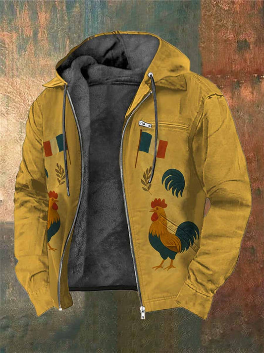Manteau À Capuche Vintage Coq Français Imprimé