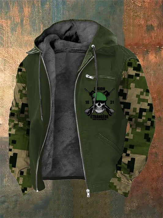 Manteau Vintage Régiment Étranger Français Imprimé À Capuche