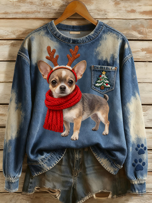 Pull en tricot confortable à imprimé animal vintage pour femme