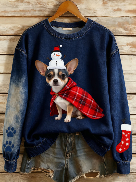 Pull en tricot confortable à imprimé animal vintage pour femme