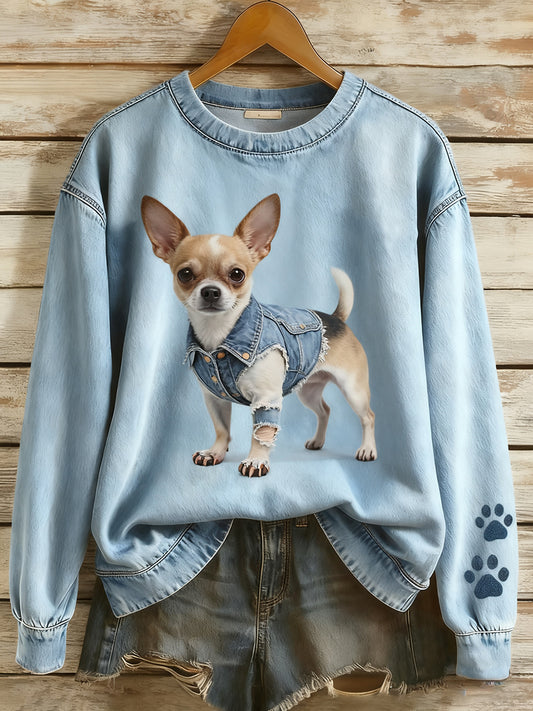 Pull en tricot confortable à imprimé animal vintage pour femme