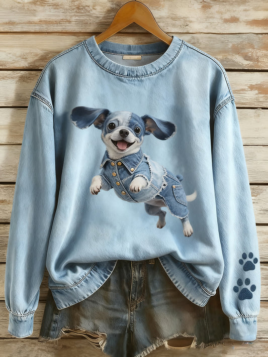 Pull en tricot confortable à imprimé animal vintage pour femme