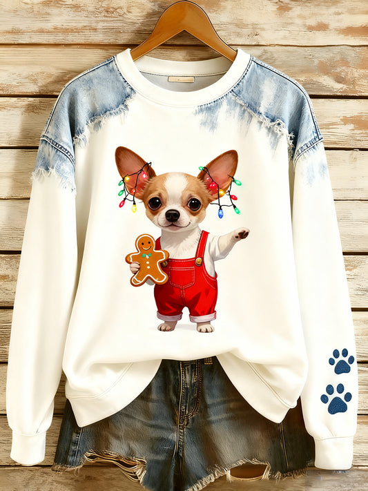 Pull en tricot confortable à imprimé animal vintage pour femme