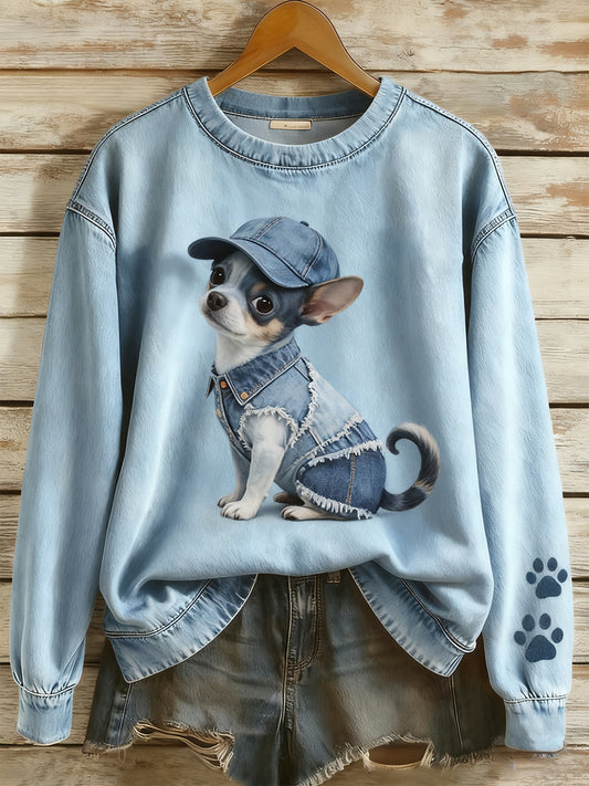 Pull en tricot confortable à imprimé animal vintage pour femme