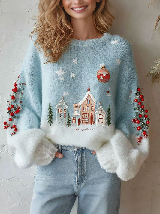 Pull en tricot de Noël vintage pour femme