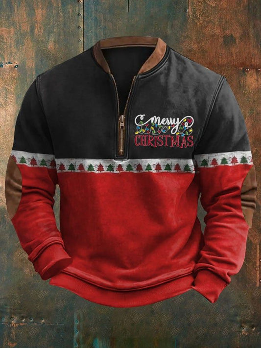 Sweat-shirt rétro imprimé de Noël pour hommes