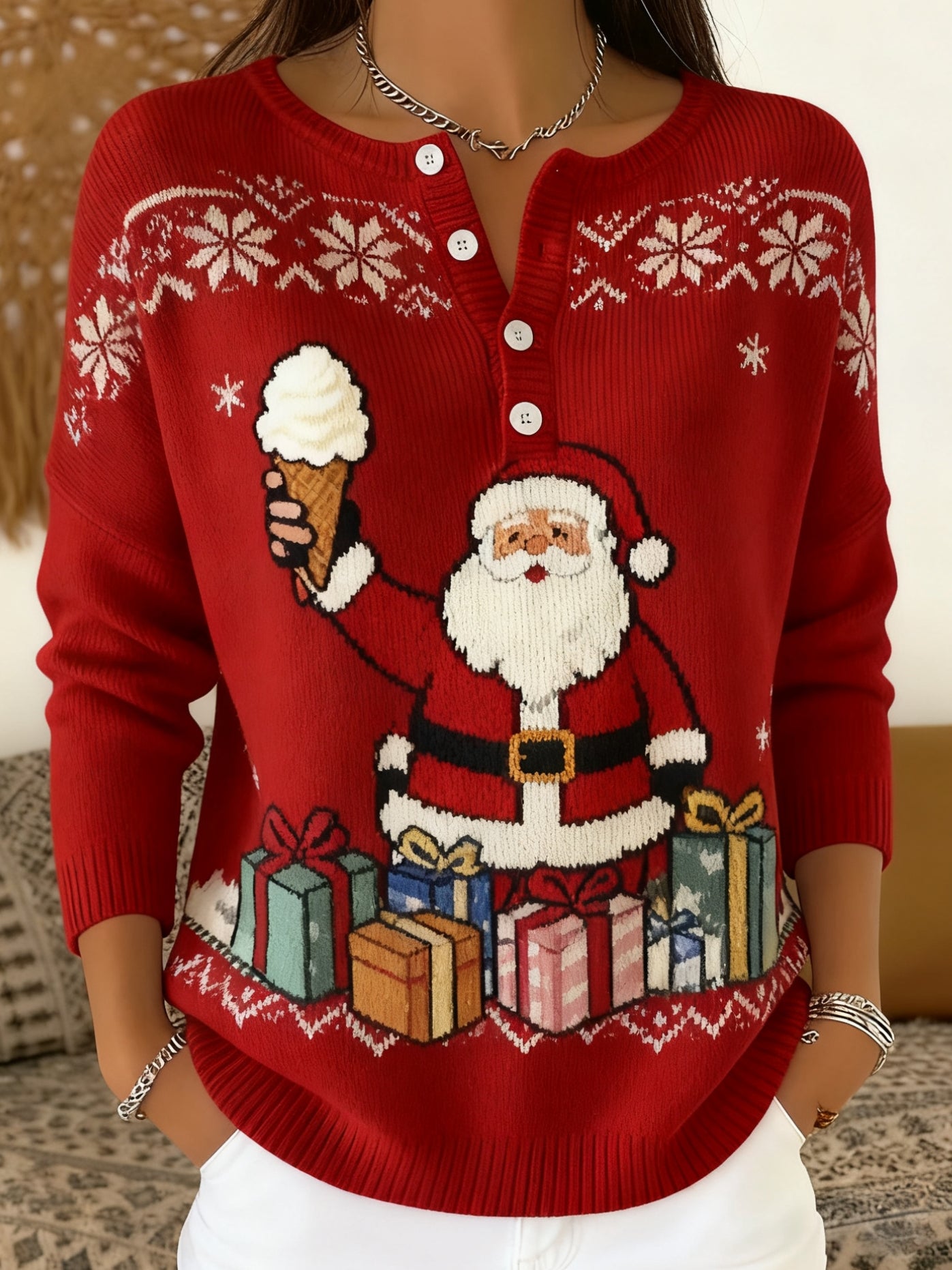 Chandail à manches longues Cadeaux de Noël vintage pour femme