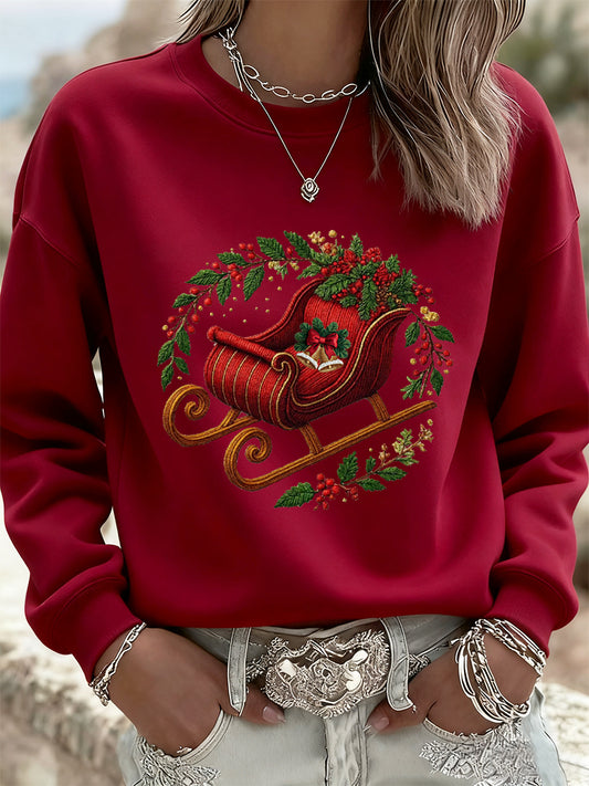 Femmes de Noël Vintage Animal Floral Art Casual Sweatshirt Top