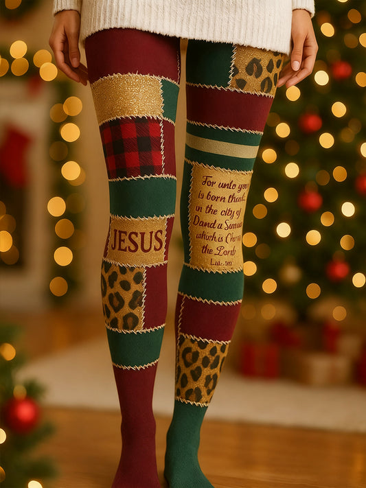 Leggings imprimés à carreaux de Noël pour femmes