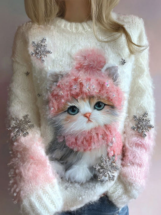 Le chat des femmes a tricoté le chandail