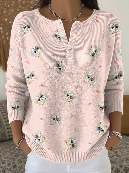 Haut en tricot imprimé animal Femme