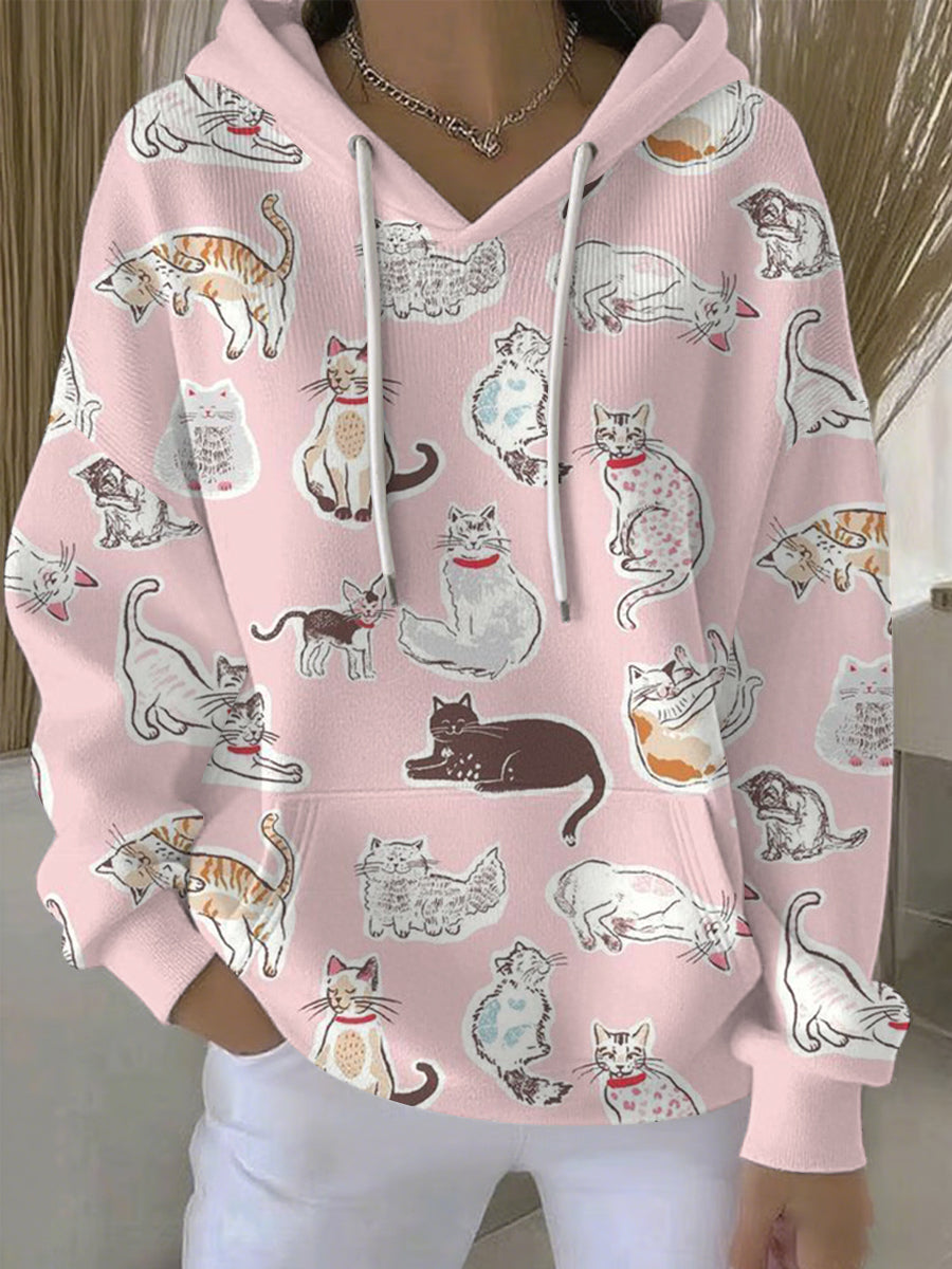 Sweat à capuche décontracté à imprimé animal pour femmes